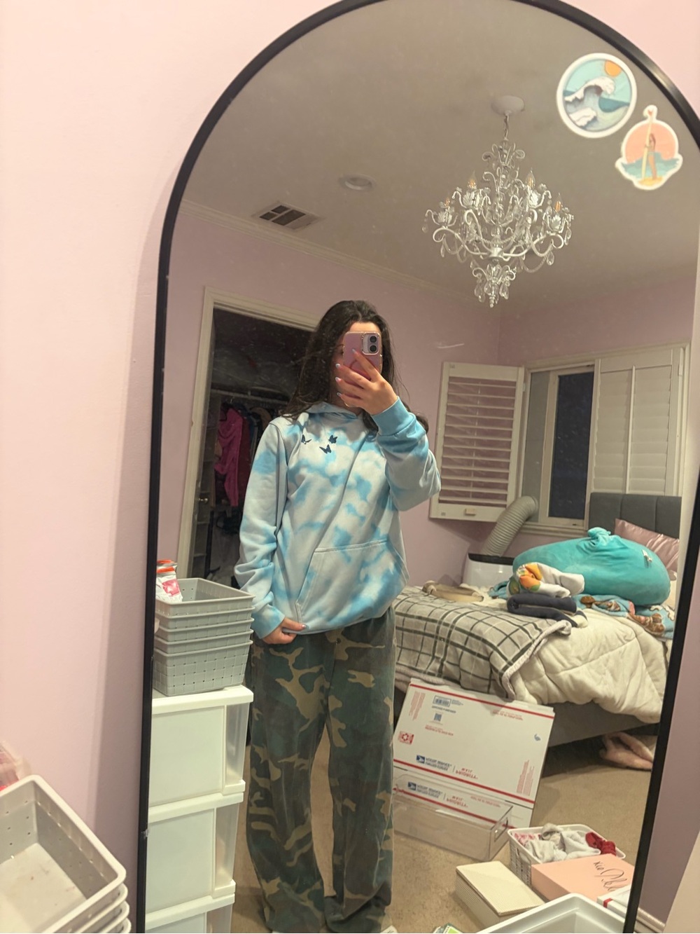 james charles official merch blue and white tie dye butterfly hoodie